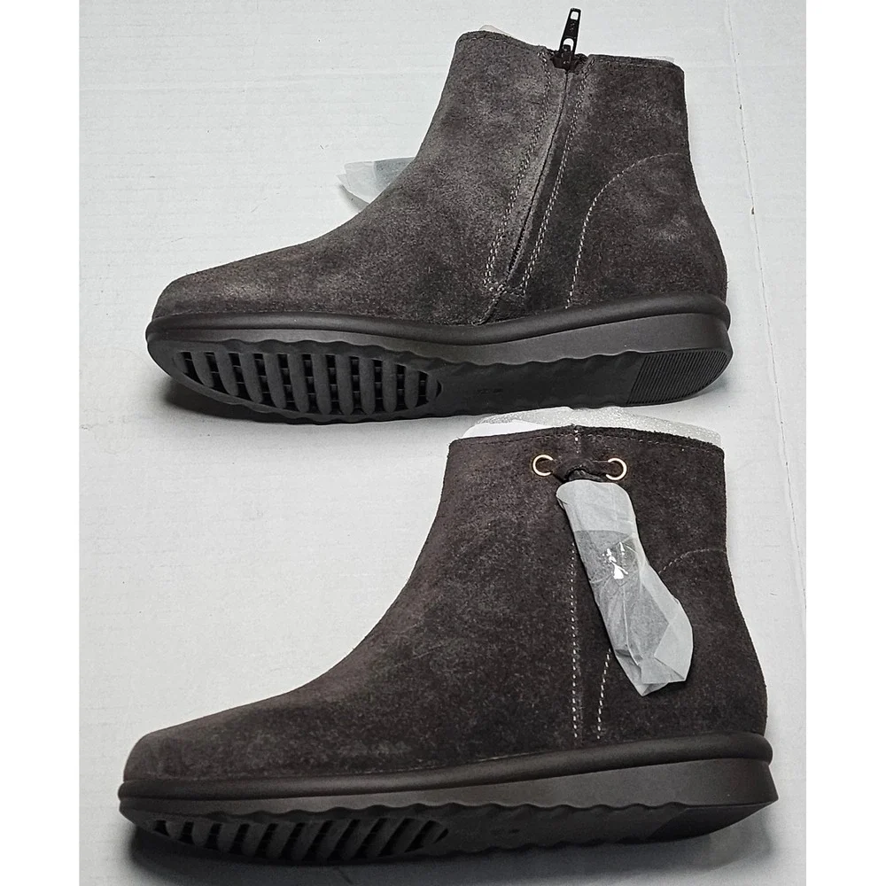 Vaneli Sport Dommie Brown Suede Ankle Boots Side Zip Wedge Booties‎ Womens 6M